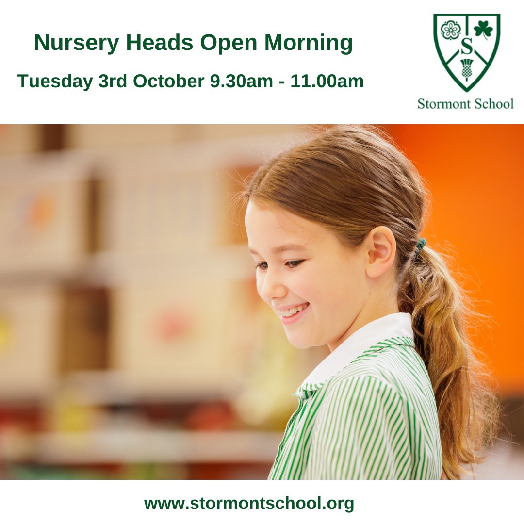 We are delighted to invite Heads of nurseries to a special Nursery Heads Open Morning on Tuesday 3rd October from 9.30am - 11.00am. If you would like to attend please RSVP to admissions@stormontschool.org. 

#stormontschool #openmorning #openmornings #primaryschool #preprep