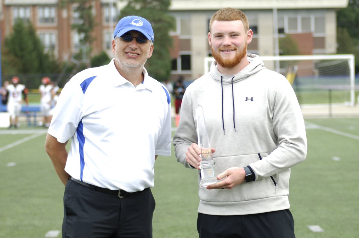 NDCFalcons's tweet photo. Last Saturday, we honored 2022 MEC Defensive Player of the Year Nate Moore in between the first and second quarter on Mueller Field! Nate received his MEC Scholar-Athlete of the Year award! 👏 #FlyAbove https://t.co/BiSCtCSYxR