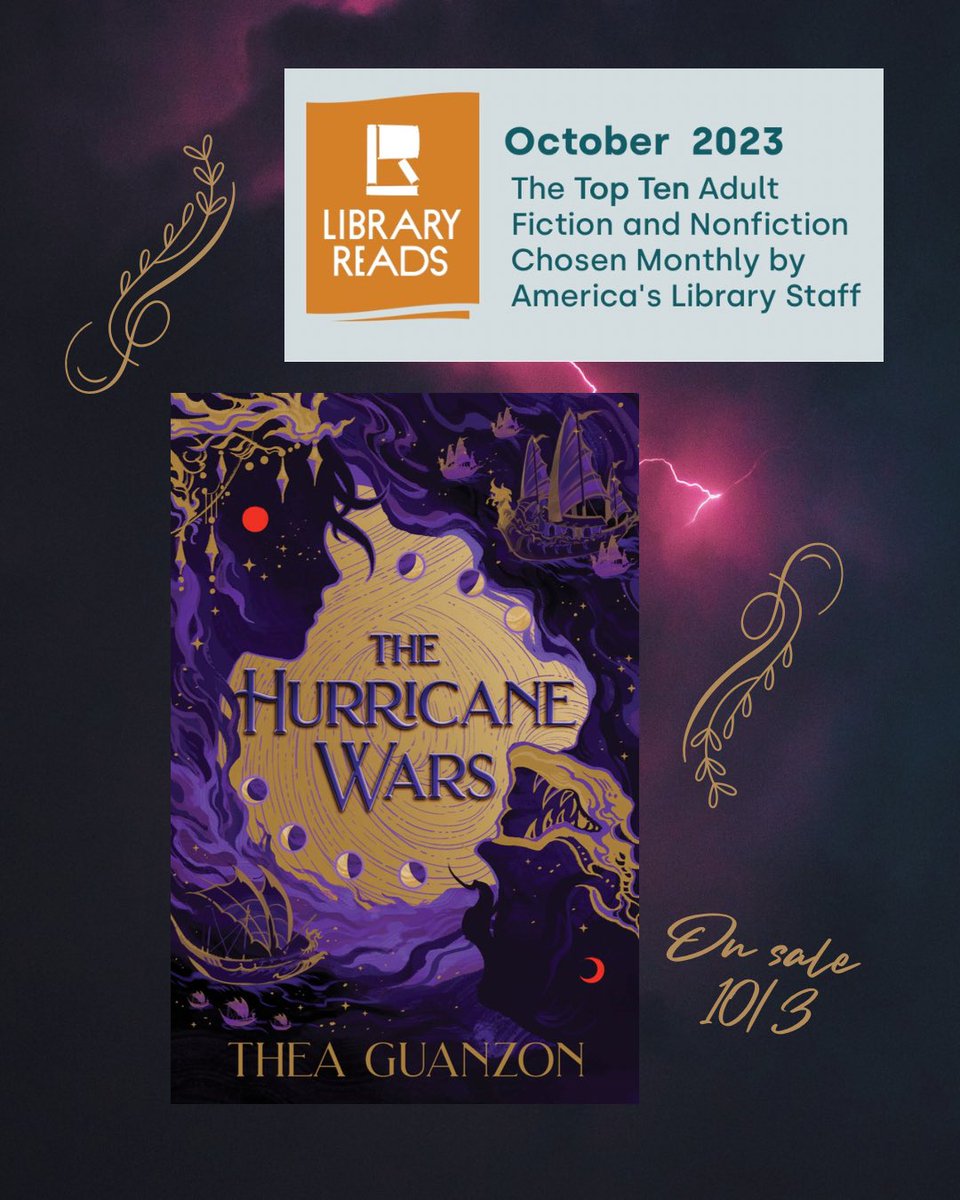 All my love and thanks to library staff across the US who voted to include #TheHurricaneWars on the LibraryReads Top Ten List 🥹🫶🏼 The library was my refuge as a socially awkward 🐢 of a kid, and where I discovered formative books. Thus, this recognition is very dear to my heart!
