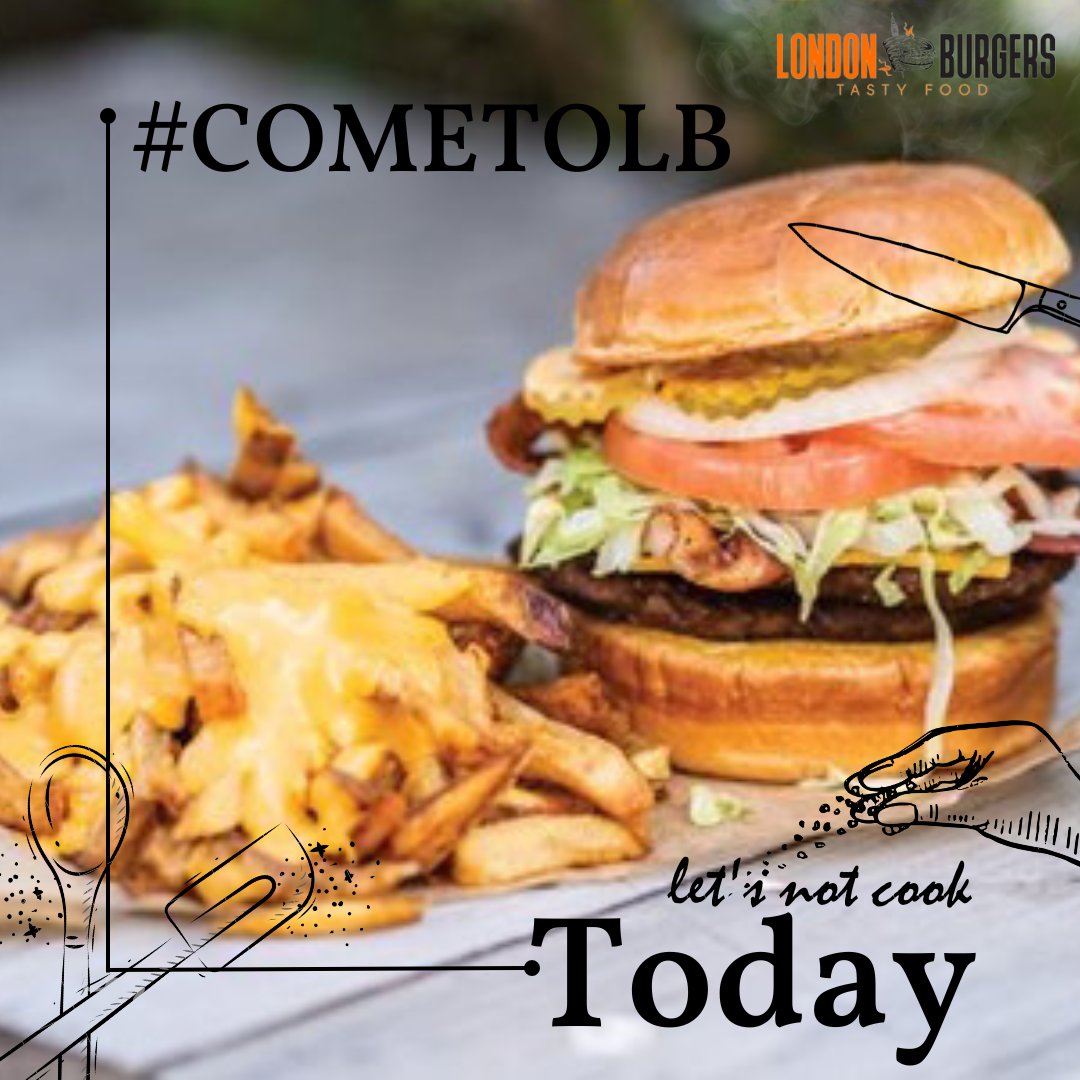 Skipping the kitchen and savoring simplicity today. Make it's a 'Let's Not Cook' kind of day and come to London Burgers.

#nocooking #cometolb #takeouttuesday #foodieadventures #relaxandeat #kitchenbreak #takeouttime #chefmodeoff #foodietreats #nostressdinner #londonburgers