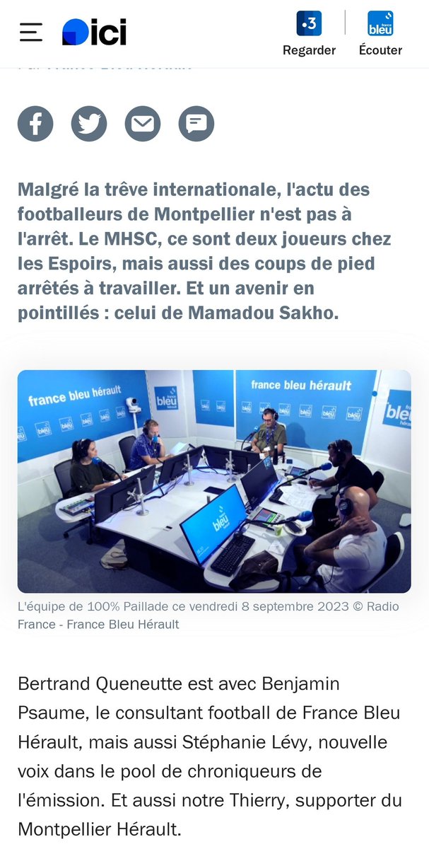 ⚽️ Toute l'actu du club de #Montpellier : c'est dans 100% Paillade et c'est à 18h aujourd'hui sur France Bleu Hérault*.  

(*accessible depuis l'app de Radio France > France Bleu Hérault) 
#BleuPaillade #MHSC