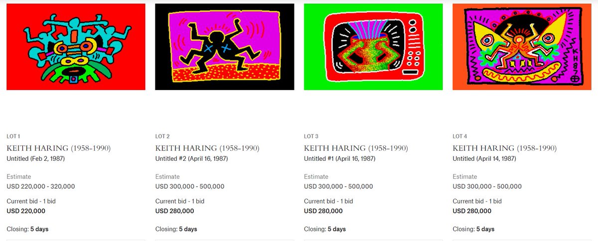 📢Keith Haring: Pixel Pioneer kicks off at @ChristiesInc with 5 digital drawing lots. Current bids on each range from $200k - $280k, open until 9/20.