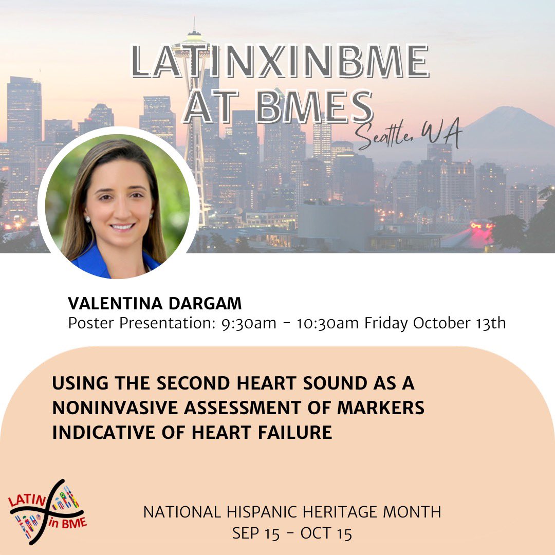 Join our Vice President, Valentina Dargam @VDargam, during the @BMESociety Annual Meeting, Friday, October 13th for her poster presentation! #LatinXinBME #HispanicHeritageMonth #HHM