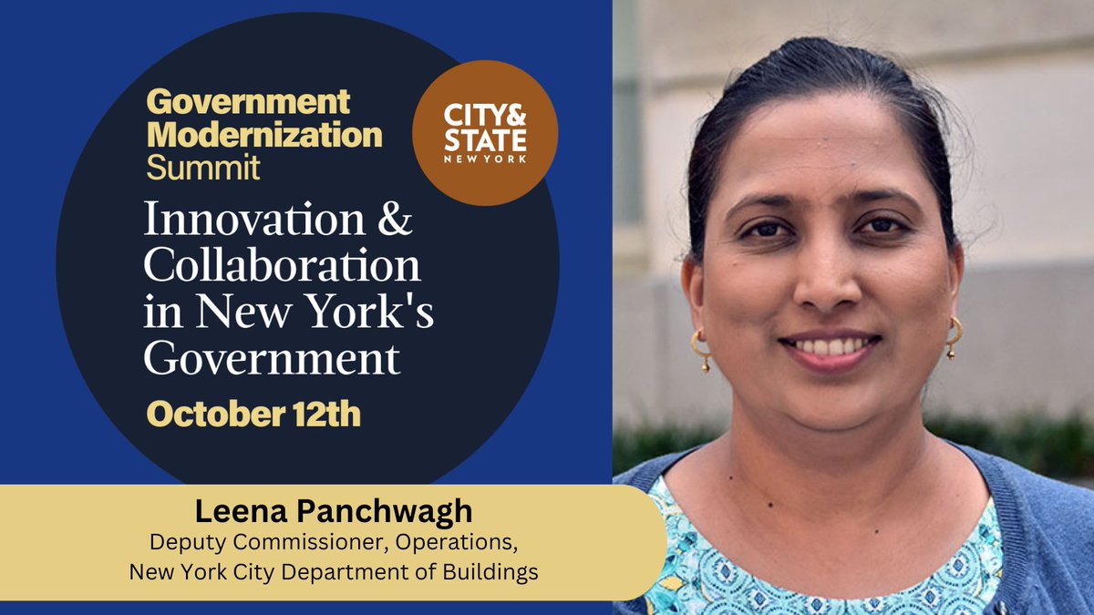 CSNY_Events's tweet image. On 10/12, join us for a panel on upgrading infrastructure in New York at the #GovModernization Summit featuring @NYC_Buildings&apos; Leena Panchwagh! Find out more &amp;amp; register here: bit.ly/3DqXfAW