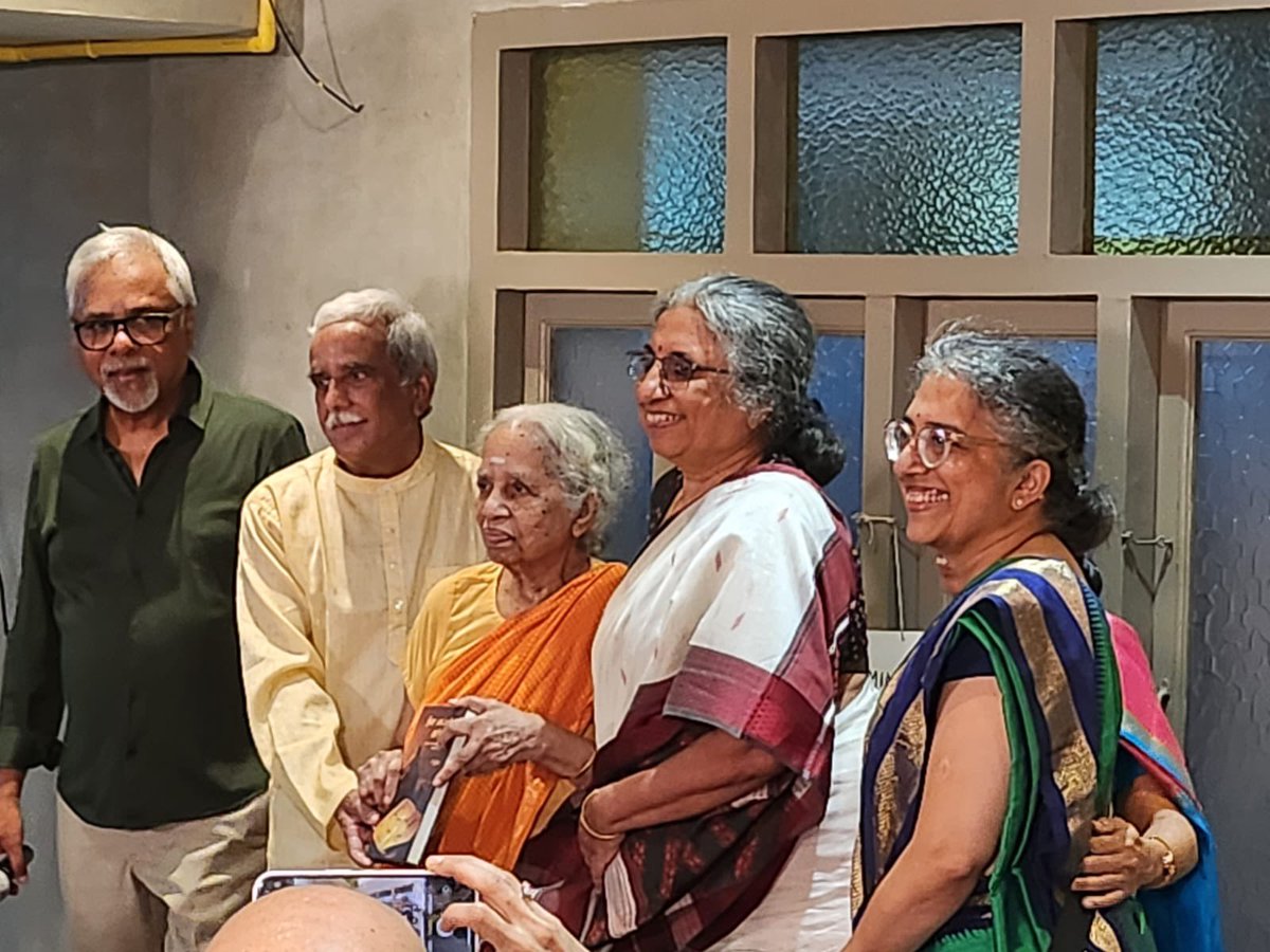Justice Prabha Sridevan released a book written by mother, who celebrates her 95th birthday today. Mr. Gopalan of Akshya Trust,who runs five charitable old age homes, received the first copy.