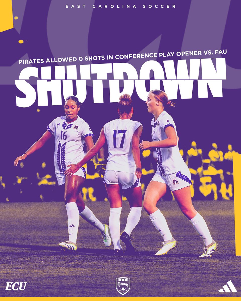 ECUSoc's tweet photo. The Pirates had 0 shots allowed last night for our conference play opener! First time since October 5, 2003. 🏴‍☠️👏

#GoPirates https://t.co/gfzZUYlncE