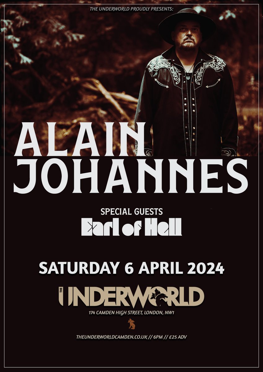 The Underworld (@theunderworld) on Twitter photo On Sale Now! 🔥 Announcing Chilean born songwriter, multi-instrumentalist and producer <a href="/AlainJohannes/">Alain Johannes</a> plus special guests <a href="/EarlOfHell1/">Earl Of Hell</a>, live at <a href="/TheUnderworld/">The Underworld</a>, Saturday 6th April 2024.
🎟️ bit.ly/3sVAHX2
🎶 spoti.fi/3dIotnj On Sale Now! 🔥 Announcing Chilean born songwriter, multi-instrumentalist and producer <a href="/AlainJohannes/">Alain Johannes</a> plus special guests <a href="/EarlOfHell1/">Earl Of Hell</a>, live at <a href="/TheUnderworld/">The Underworld</a>, Saturday 6th April 2024.
🎟️ bit.ly/3sVAHX2
🎶 spoti.fi/3dIotnj