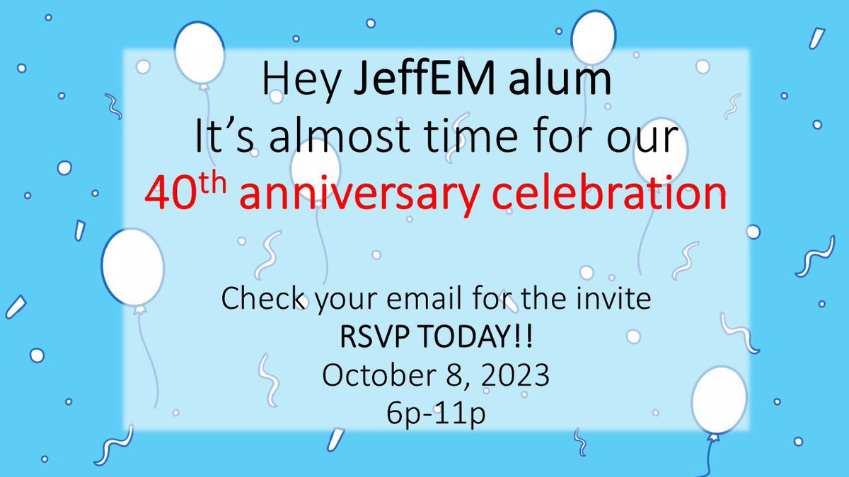 Looking forward to celebrating 40 years of @JeffEMRes training excellence with past and present residents on Oct. 8! @pjtomaselli @irinasanj @L_Friedland @jkarademos @Dane_o_MD @dmitripapa @theodorechris11 @jeff_sono