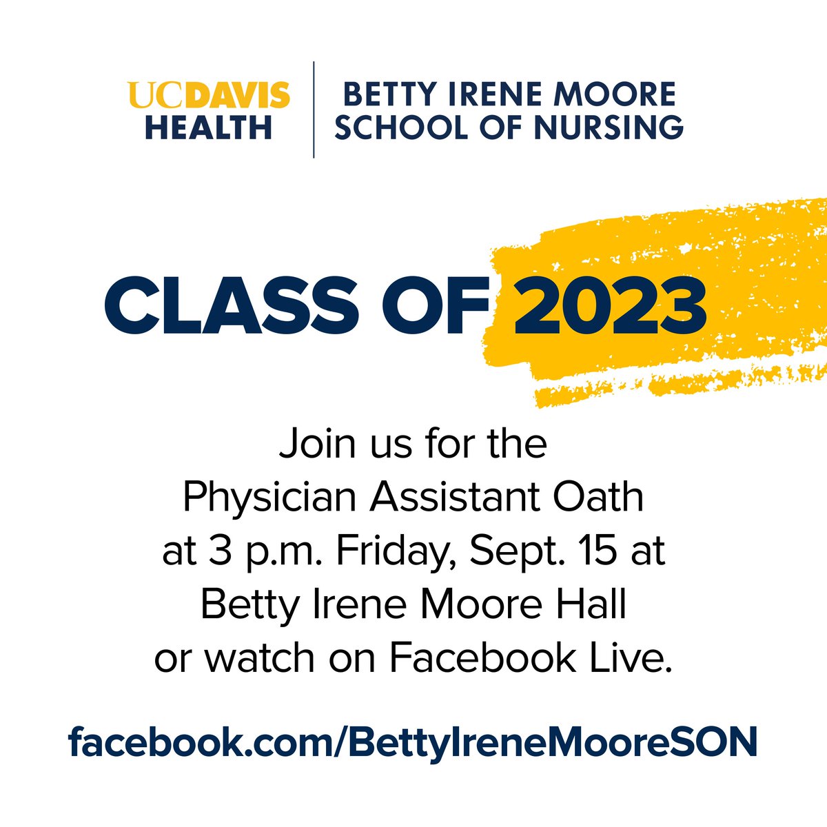 Don't forget! We will be live today at 3 p.m. for the Class of 2023 at the #PA oath ceremony. Join us virtually as we celebrate these students marking their transition into the profession with the recitation of the #PhysicianAssistant Professional Oath.