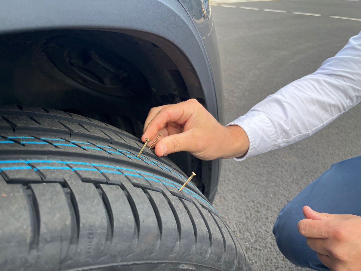 edentyres's tweet photo. You’ll never guess what we did to this ContiSeal tyre?!
Keep an eye out on our YouTube channel where we put @ContiUK's ContiSeal tech to the test ✅
#continental #tyresafety #tyretest https://t.co/0DrJJAsng7