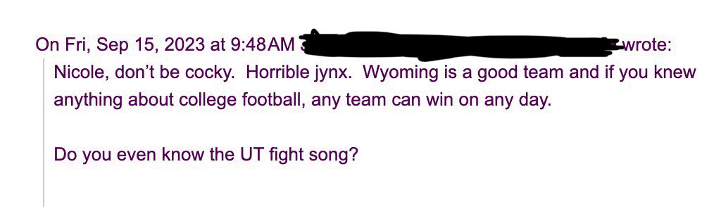 Reader email: “Name one of their songs”