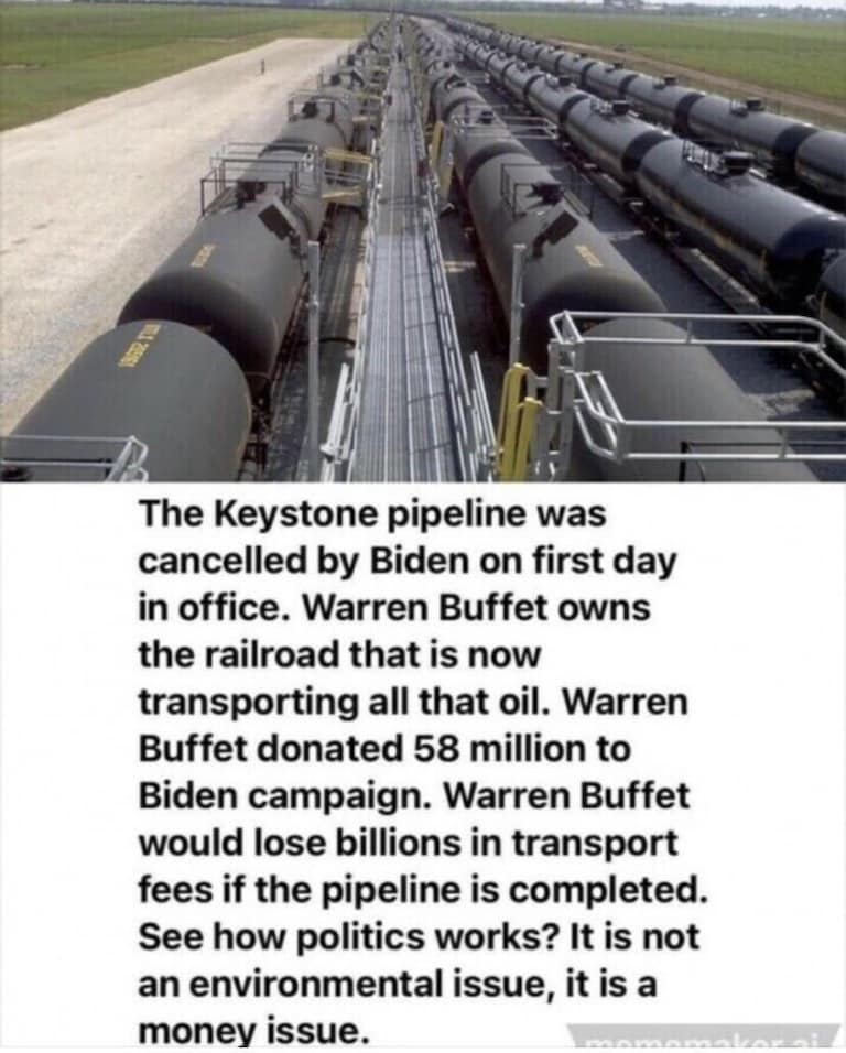 DO YOU SEE HOW IT ALL WORKS for the good of the politicians? Now do you know why Biden actually cancelled the pipeline? 'Climate Change' has never been about the environment - It's always been about more money for the obscenely wealthy and so politicians can become obscenely…