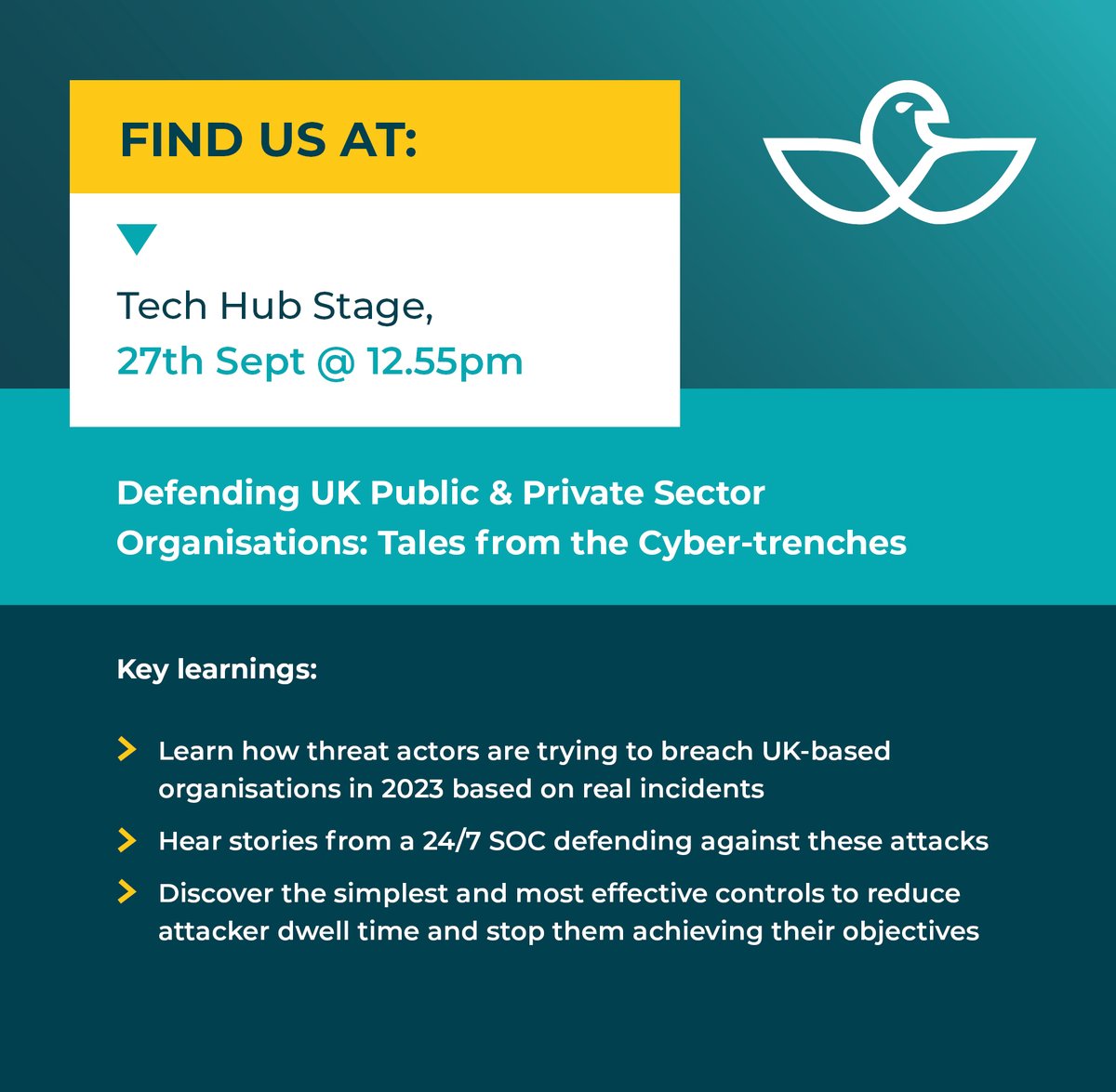 SocuraMDR's tweet photo. Don't miss Socura's talk @IntCyberExpo on September 27th at 12:55 pm, where we'll delve into real-life cyber challenges and defence strategies. See you there! #CyberSecurity #SocuraTalk #ICE2023 https://t.co/AE8NSL6dVJ https://t.co/VX95bv07gP