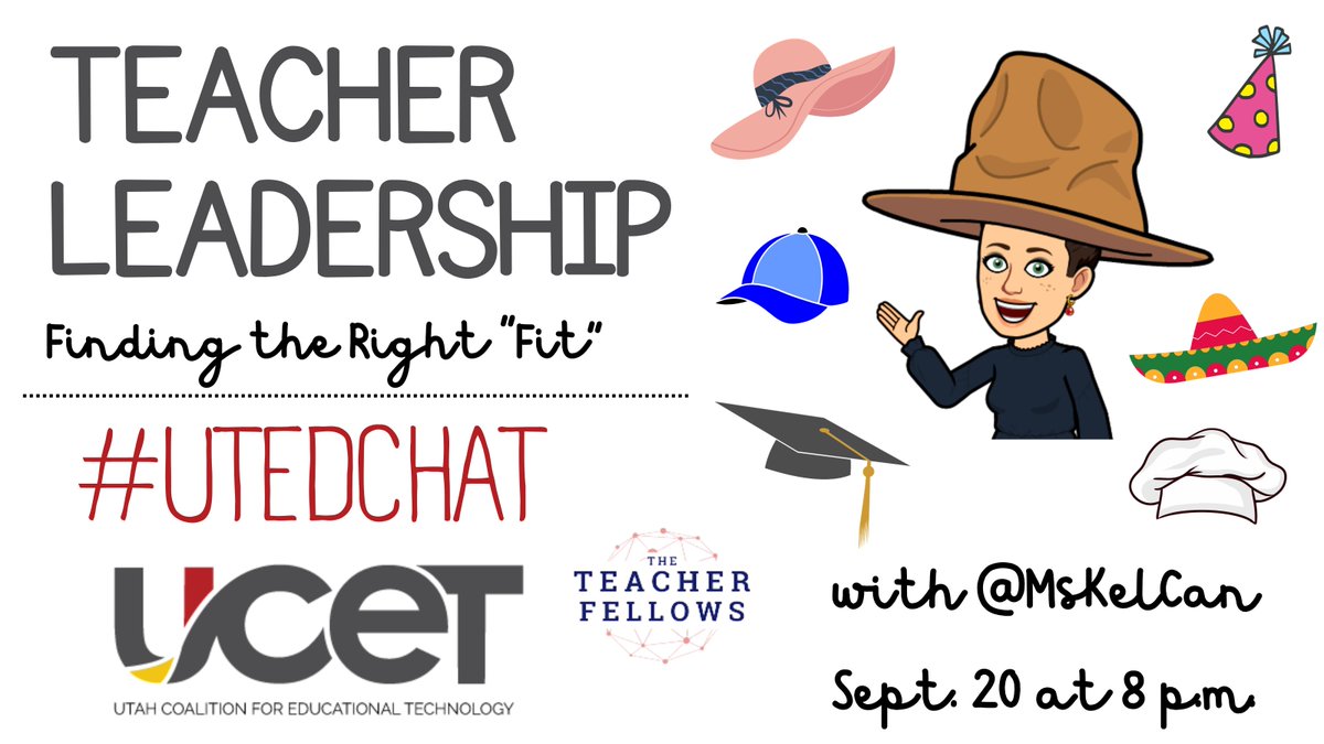 Can't wait for the first #utedchat of the year led by the newest cohort @MsKelCan all about finding the right 'fit' when it comes to teacher leadership. Looking forward to the discussion! Join us at 8 pm MST on Wednesday night! #eduhive #uted #teacherfellows #teacherleadership