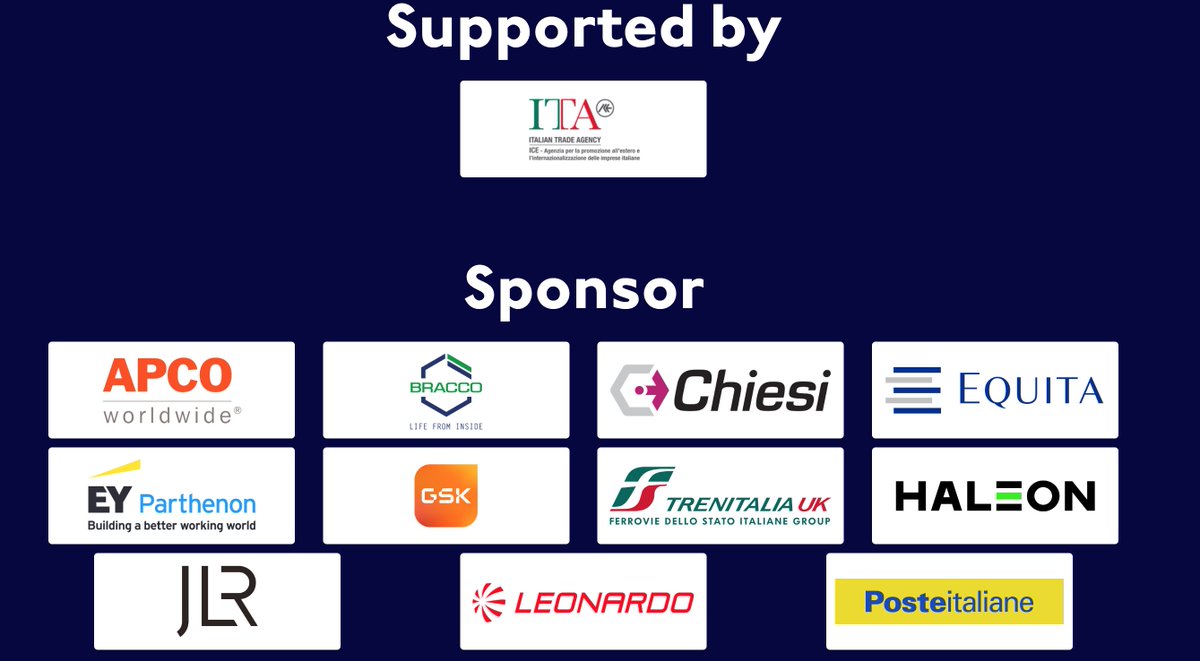 A heartfelt 🙏 to  our #Pontignano sponsors! 

Your support fuels vital 🇬🇧🇮🇹conversations and drives progress. 🌐🤝

<a href="/apcoworldwide/">APCO</a>
Bracco Pharma
<a href="/ChiesiGroup/">Chiesi Group</a>
Equita
<a href="/EYnews/">EY</a>
<a href="/fsitaliane/">Ferrovie dello Stato Italiane</a>
<a href="/GSK/">GSK</a>
<a href="/Haleon_health/">Haleon</a>
<a href="/ITAtradeagency/">Italian Trade Agency</a>
<a href="/JLR_News/">JLR</a>
@LDO_Aircraft
<a href="/PosteItaliane/">Poste Italiane</a>