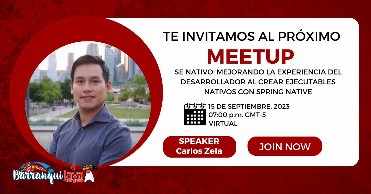 JUGBAQ's tweet image. Nos vemos hoy a las 07:00 PM GMT-5 con @c_zela en nuestra charla de este mes de septiembre, explicara como mejorar la experiencia del desarrollador al crear ejecutables nativos con Spring Native.

Aquí 👉 : youtube.com/watch?v=M0aVs3… 

#java #spring #springnative