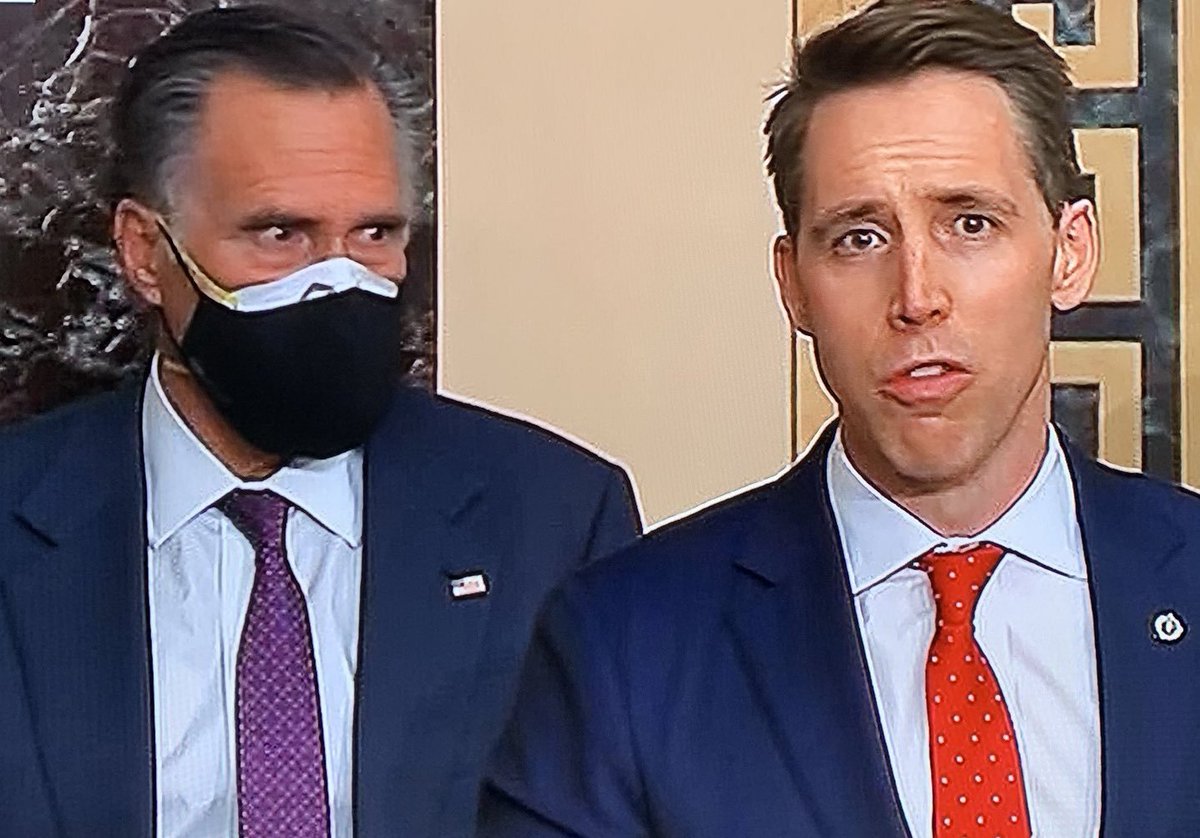 Does everyone remember this photo?  At the time, it just seemed like Mitt was pissed with Hawley for his actions on the day.  Now we know Mitt knew this whole thing was coming &amp; the GOP leadership knew it was coming &amp; Hawley was pandering.