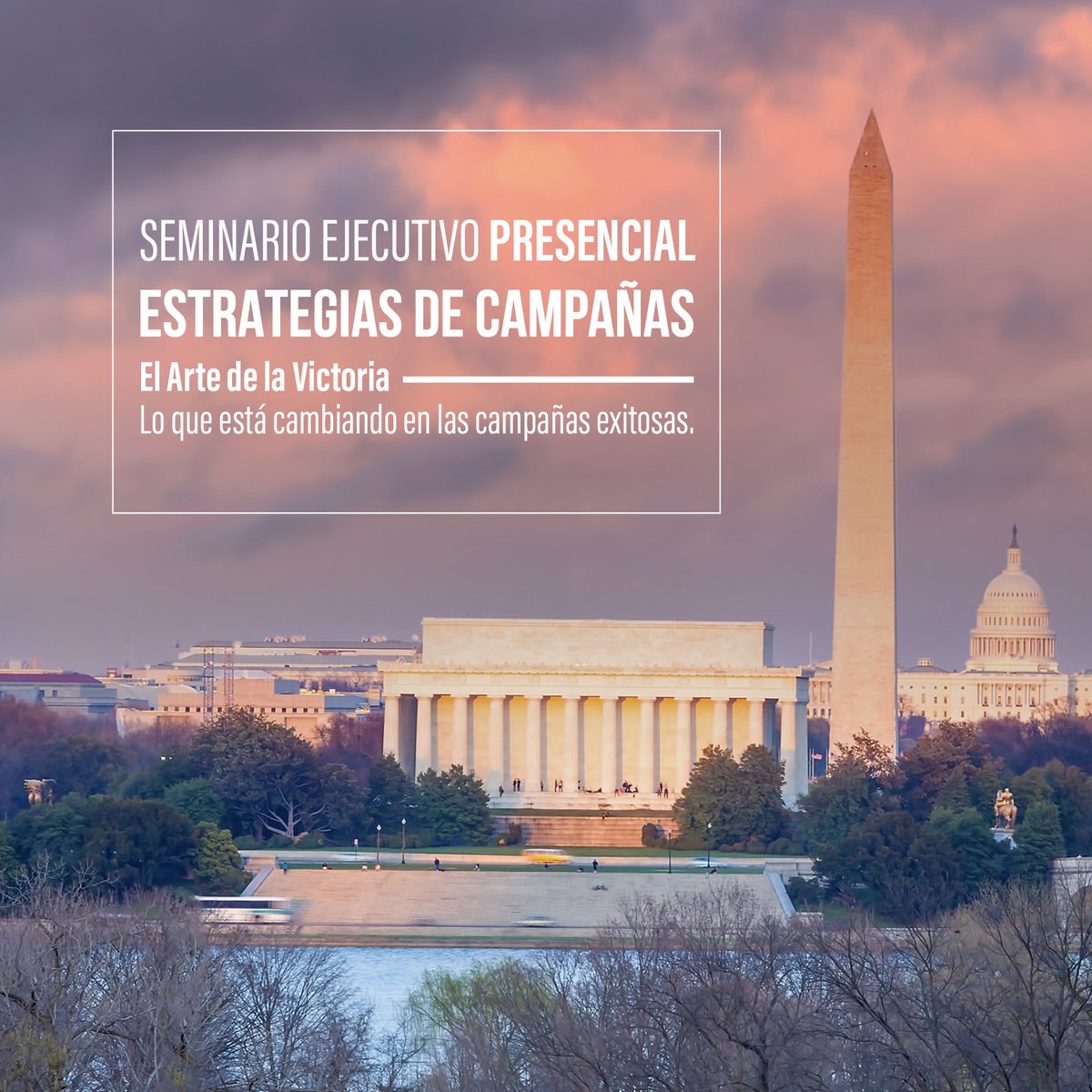 ¡BIENVENIDO A WASHINGTON D.C.!
Te esperamos este 3 y 4 de noviembre en Washington D.C. para participar de nuestro seminario de "Estrategias de Campañas Electorales: El Arte de la Victoria - Lo que está cambiando en las campañas exitosas".

👉🏻
tinyurl.com/3zjn79s9