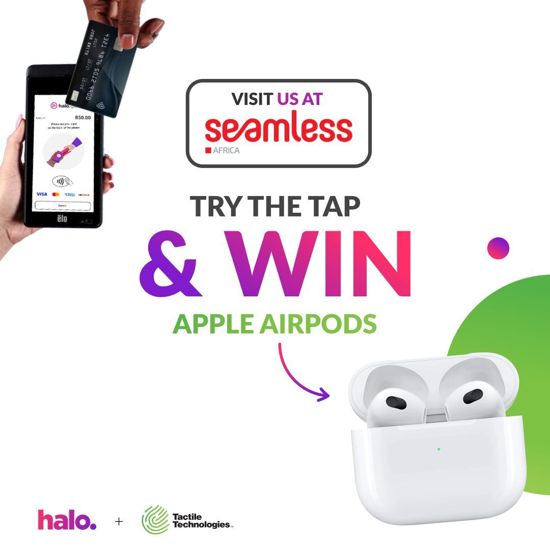 Try the Tap &amp; Win! 🙌🏼

Head to stand D48 a stand a chance to win Apple Airpods! Winner will be announced on Tuesday at the end of the conference 🚀

Register here: hubs.la/Q022q8-D0 

#seamlessafrica #softpos #contactlesspayments