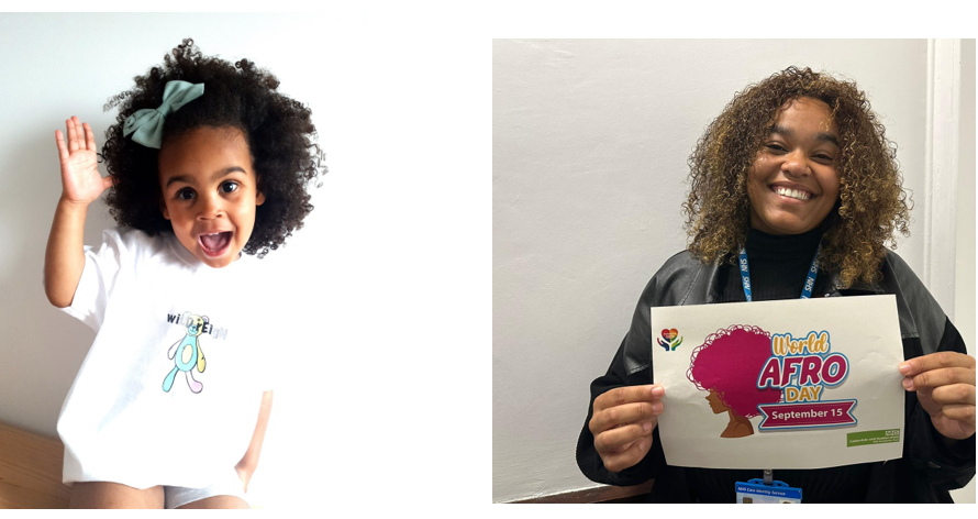 RENCHFT's tweet photo. CHFT REN are wishing all of our colleagues and staff a Happy World Afro day! Here is me and my story with my beautiful niece embracing our 'fros'.  @8NBX @Chftengagement #OCOC #EDI @worldafroday https://t.co/YetpYrUUsn