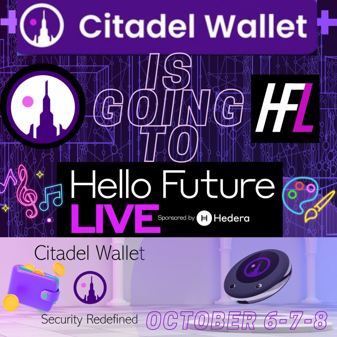 citadelwallet's tweet image. Calling all Citadelians and Citadel Knight Armies! Citadel Wallet is going to #HelloFutureLive October 6-8, 2023. As a sponsor of this event, all general admission tickets are 50% off with the use of the promo code "Citadel". This offer ends September 17, 2023 so don't wait. We