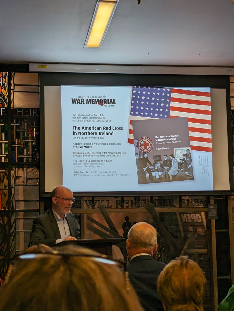 Great to be back at @NIWarMemorial last night for the launch of Clive Moore's American Red Cross in NI during the SWW. Proud to have had a small role in the publication of such a great book full of original research and previously unpublished images