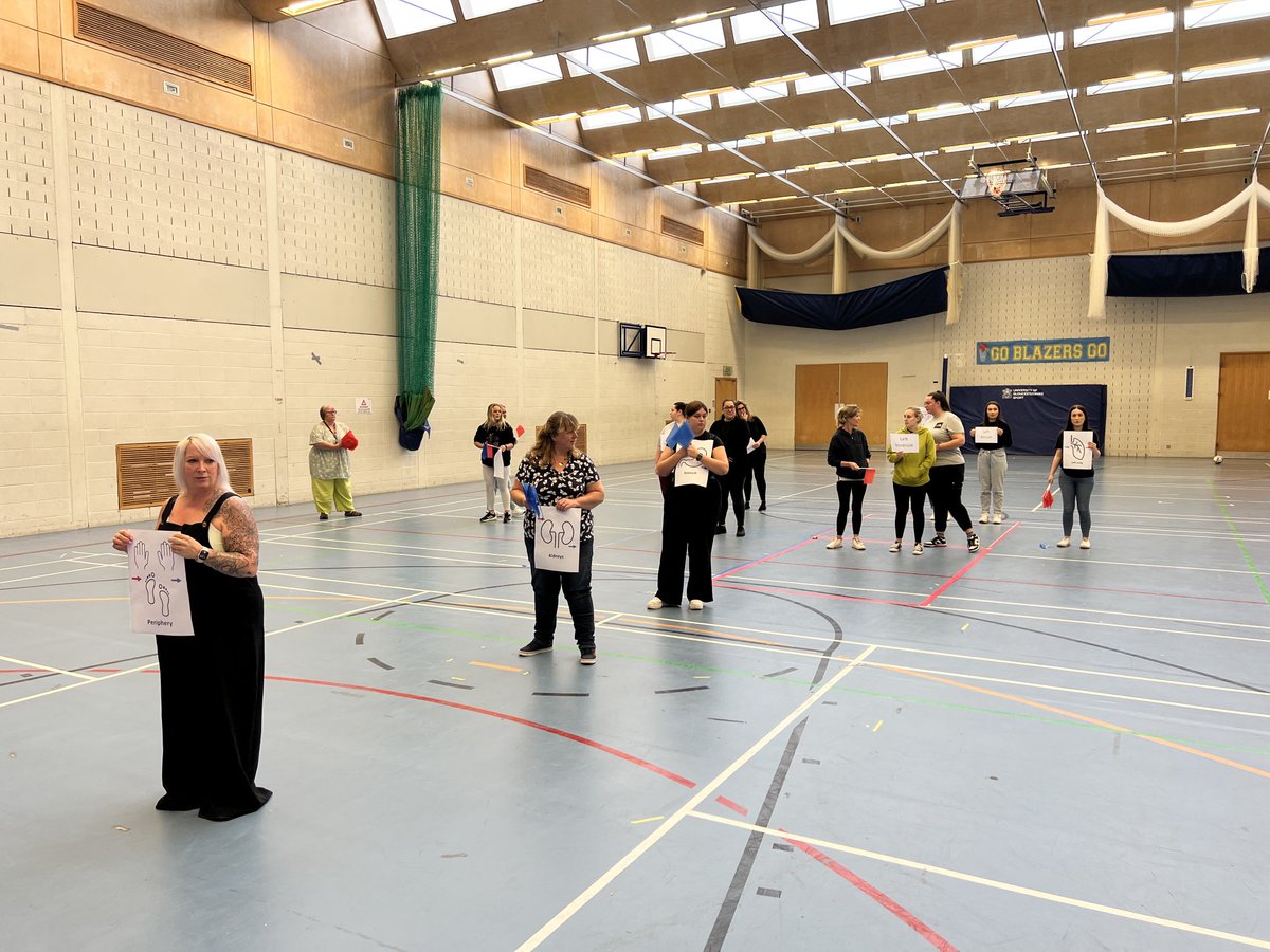 UoGSimulation's tweet image. Fantastic different kind of #sim today with a simulation of the cardiovascular system for new nursing associate students. One student said afterwards ‘for those with a neuro diverse brain, thank you!’. Really helped embed A&amp;amp;P. Great work team! ⁦@ClareNursing⁩ #funwithflags
