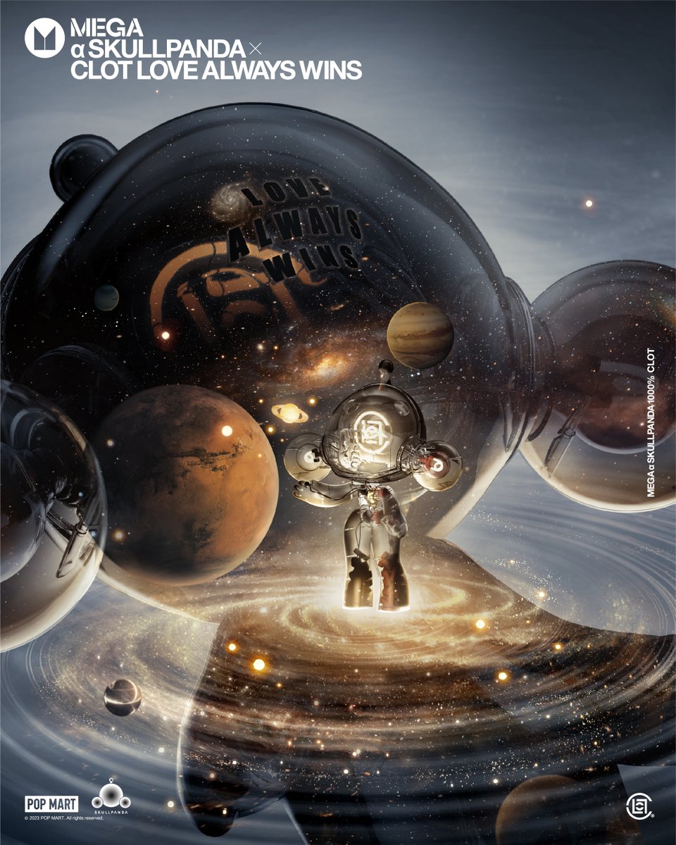 POPMARTGlobal's tweet image. 𝐌𝐄𝐆𝐀 α 𝐒𝐊𝐔𝐋𝐋𝐏𝐀𝐍𝐃𝐀 𝟏𝟎𝟎𝟎% 𝐂𝐋𝐎𝐓

LOVE ALWAYS WINS

Click the link below to enter the MEGA α SKULLPANDA 1000% CLOT &quot;LOVE ALWAYS WINS&quot; drawing:
popmart.com/mega-drawselec…

#POPMART #POPMARTGLOBAL #popmartxclot #CLOT #lovealwayswins #skullpanda #megacollection
