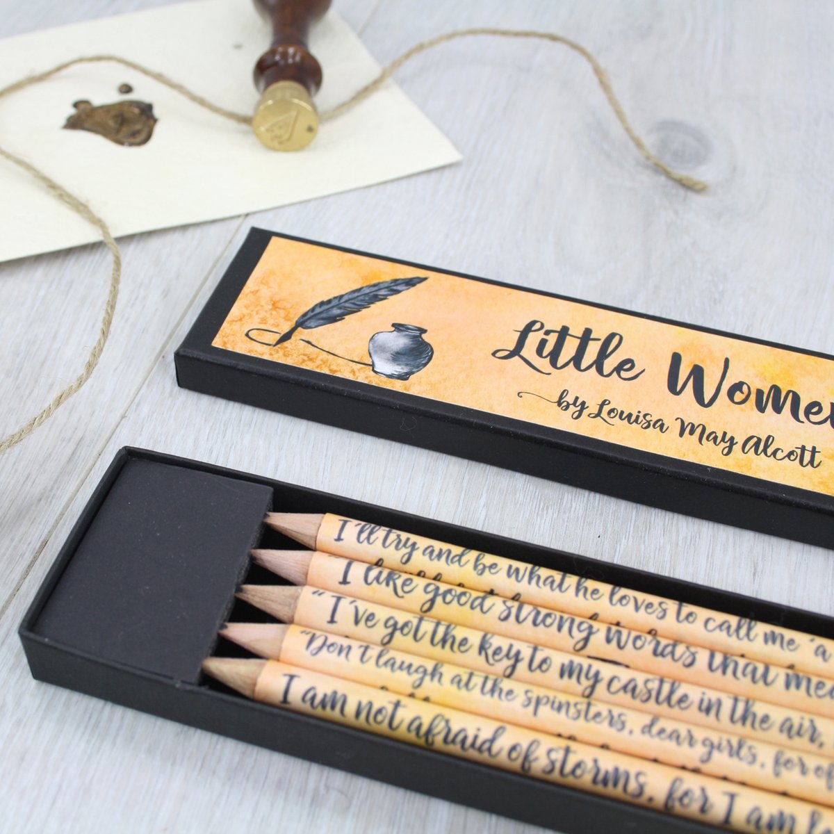 six0sixdesign's tweet photo. Some literary love for your Friday 

Little Women Quote Pencils, Literary Gifts for Girls, Louise M by six0sixdesign https://t.co/W7GA01rHxw via @Etsy 

#littlewomen #bookgifts https://t.co/2bUHCnL1ul