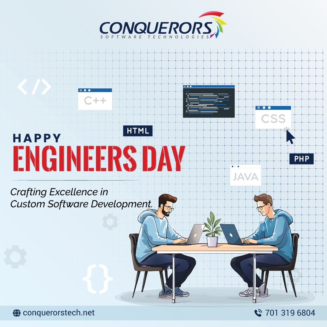 ConquerorsTech's tweet photo. Happy Engineer's Day!
We are proud to celebrate the spirit of innovation, problem-solving, and endless possibilities that engineering brings to our world.
#EngineersDay2023 #Innovation #Technology #customsoftwaredevelopmentcompany #ConquerorsSoftwareTechnologies #beAConqueror https://t.co/3iOugy4AY3