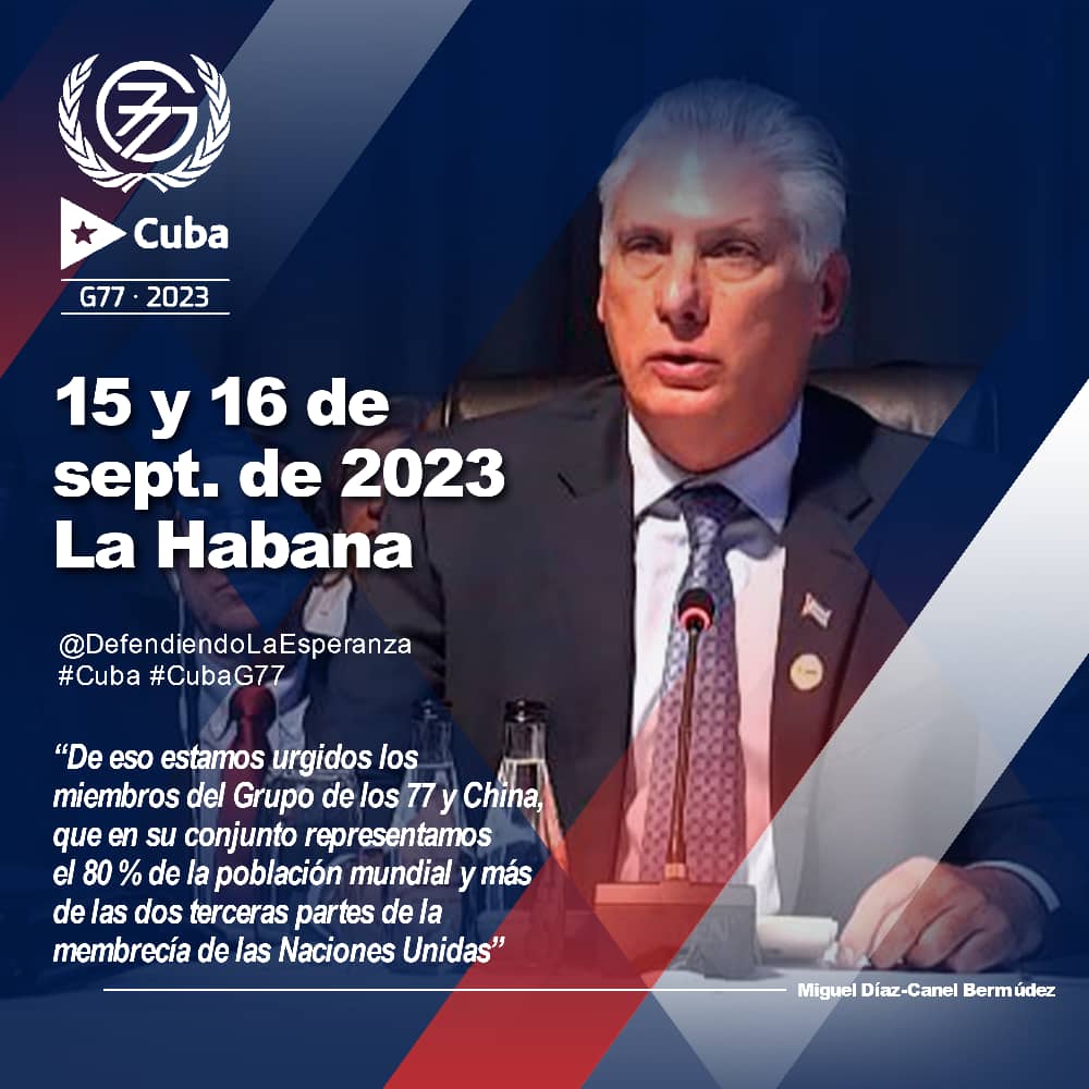 La Habana anfitriona de la Cumbre. #Cuba 🇨🇺 no está sola. 
#CubaG77