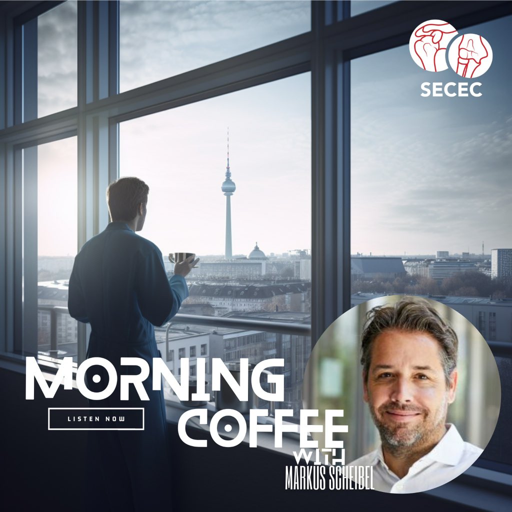 The first episode of the new SECEC Morning Coffee podcast is out! 
Stream at Spotify: open.spotify.com/show/1kjdb3jH6…
Prof. Markus Scheibel, head of shoulder &amp; elbow surgery at Schulthess Clinic in Zurich and Senior Consultant and Visiting Professor at Charité University Clinic Berlin