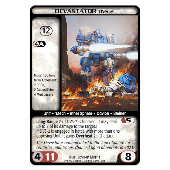 The Devastator makes its debut in the BattleTech Trading Card Game