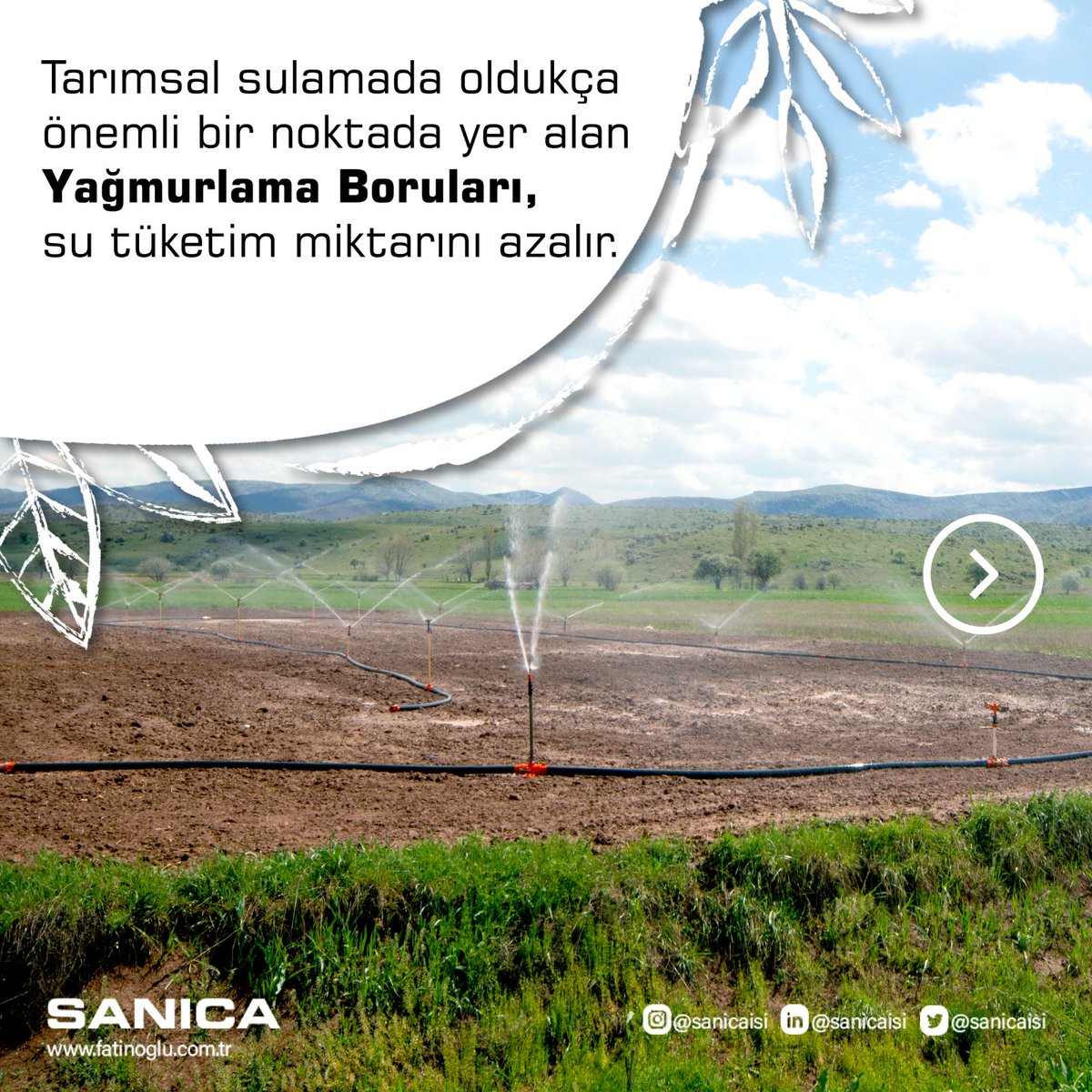 sanicaofficial's tweet photo. Yağmurlama Borusu Nedir? Avantajları Nelerdir?

Yağmurlama Borusu, bitkilerin ihtiyaç duyduğu suyu dengeli bir şekilde sağlamak için tasarlanan, suyun doğrudan toprak ve bitkiyle ulaştırmasını sağlayan sistemlerdir.

#tarımsalsulamateknikleri #tarımsalsulama #yagmurlamaborusu https://t.co/X8QqpBKpgi
