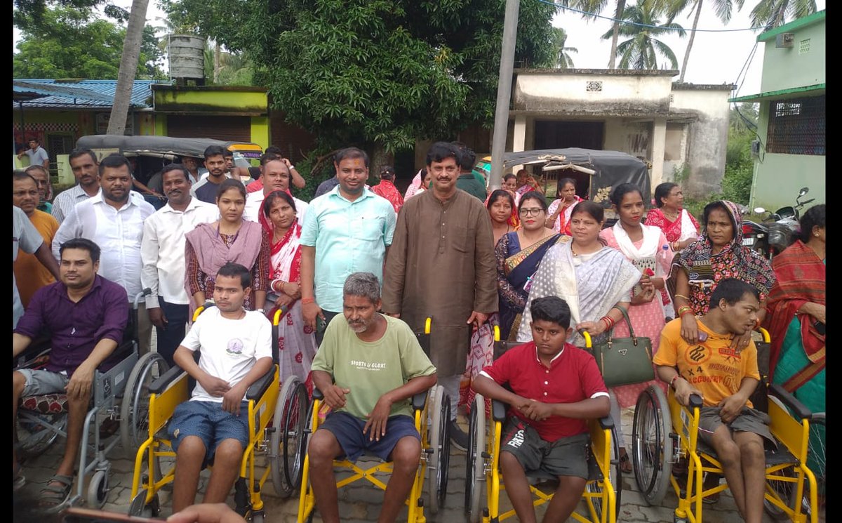 Wheel chair distributed, at Gop block in respect of Puri District.
