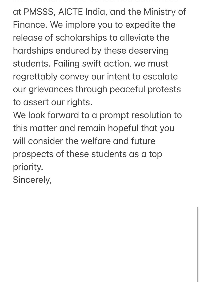 PmsssJKStudents's tweet photo. We are deeply concerned about the future of PMSSS beneficiaries as the scholarship is not being released since last 8 months.

We request the concerned authorities to look into the matter and also request out media fraternity to report the issue. https://t.co/q8gZQrlt57