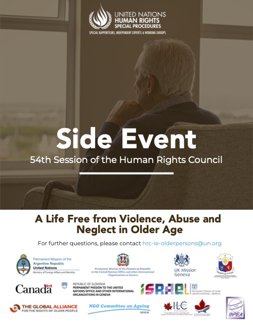 On the sidelines of #HRC54,  we continue to discuss the far-reaching consequences of violence, neglect and abuse for the mental and physical well-being of #OlderPersons. #AgeWithRights