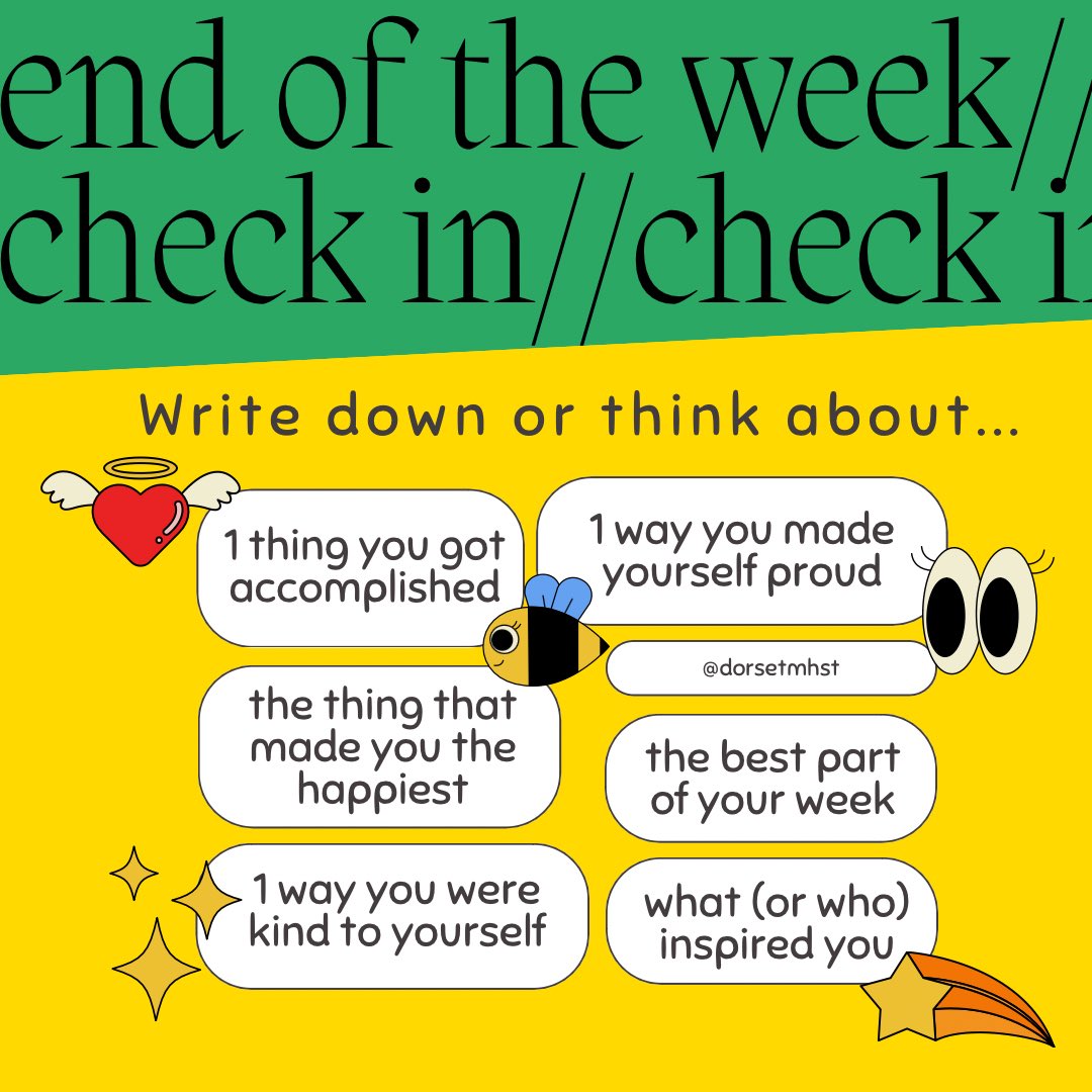 Happy Friday! We have an end of the week check in that is a lovely reflective exercise thinking about the positive things that have happened in your week. It is a nice way to end the week and start the weekend.    Use the following prompts and write down or think about 👇