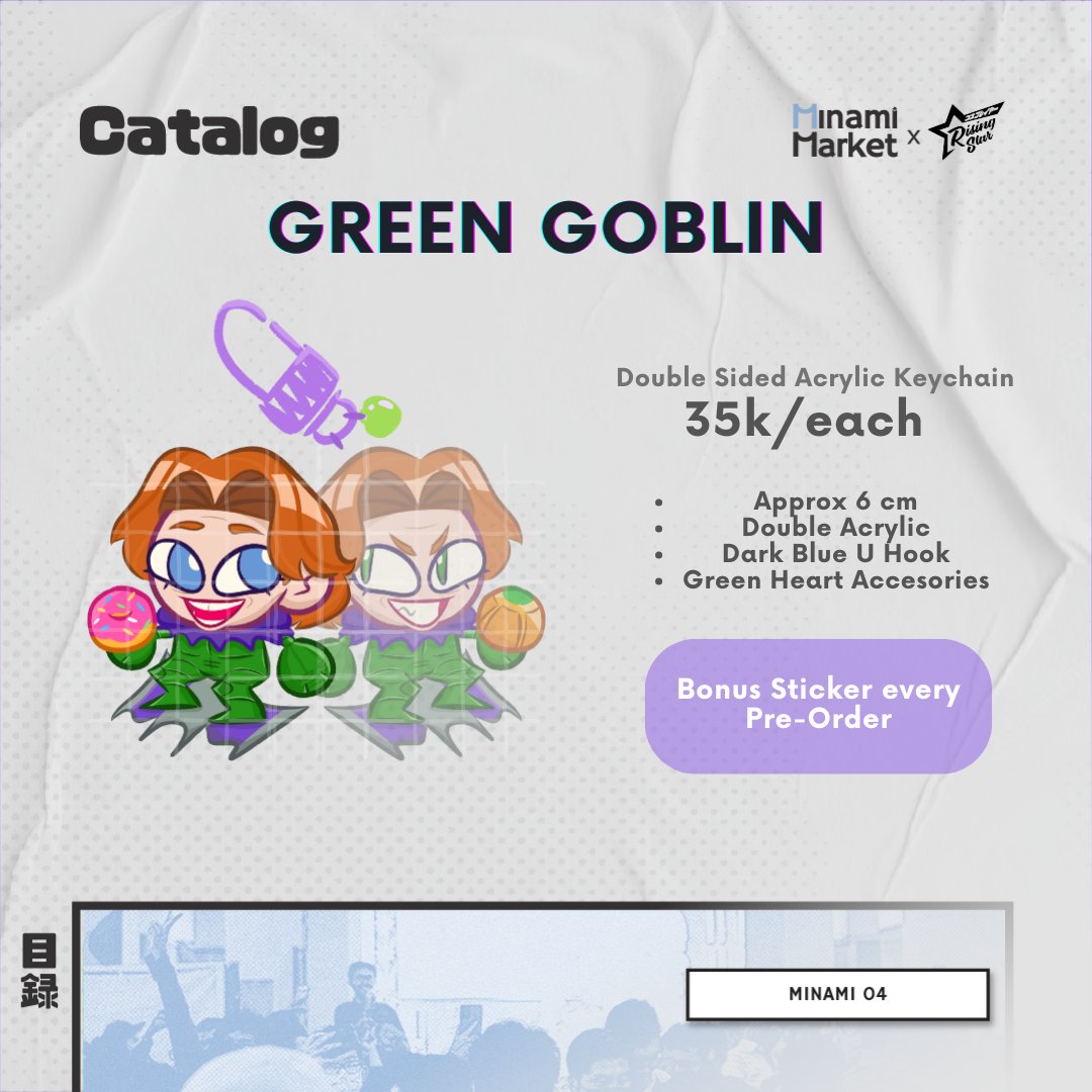 txcxsummer's tweet photo. [MINAMI MARKET 04] Acrylic Products Pre-Order Catalog ヾ(@^▽^@)ノ

PO Period: 14-20 September
For OTS Pick-Up only
https://t.co/cR76U50Fj5

Ada fandom Spiderverse, Spider Villains (Green Goblin, Michael Myers dan Original Character 😉💖

Setiap PO akan mendapat freebies limited! https://t.co/Rz2hLsjOWb