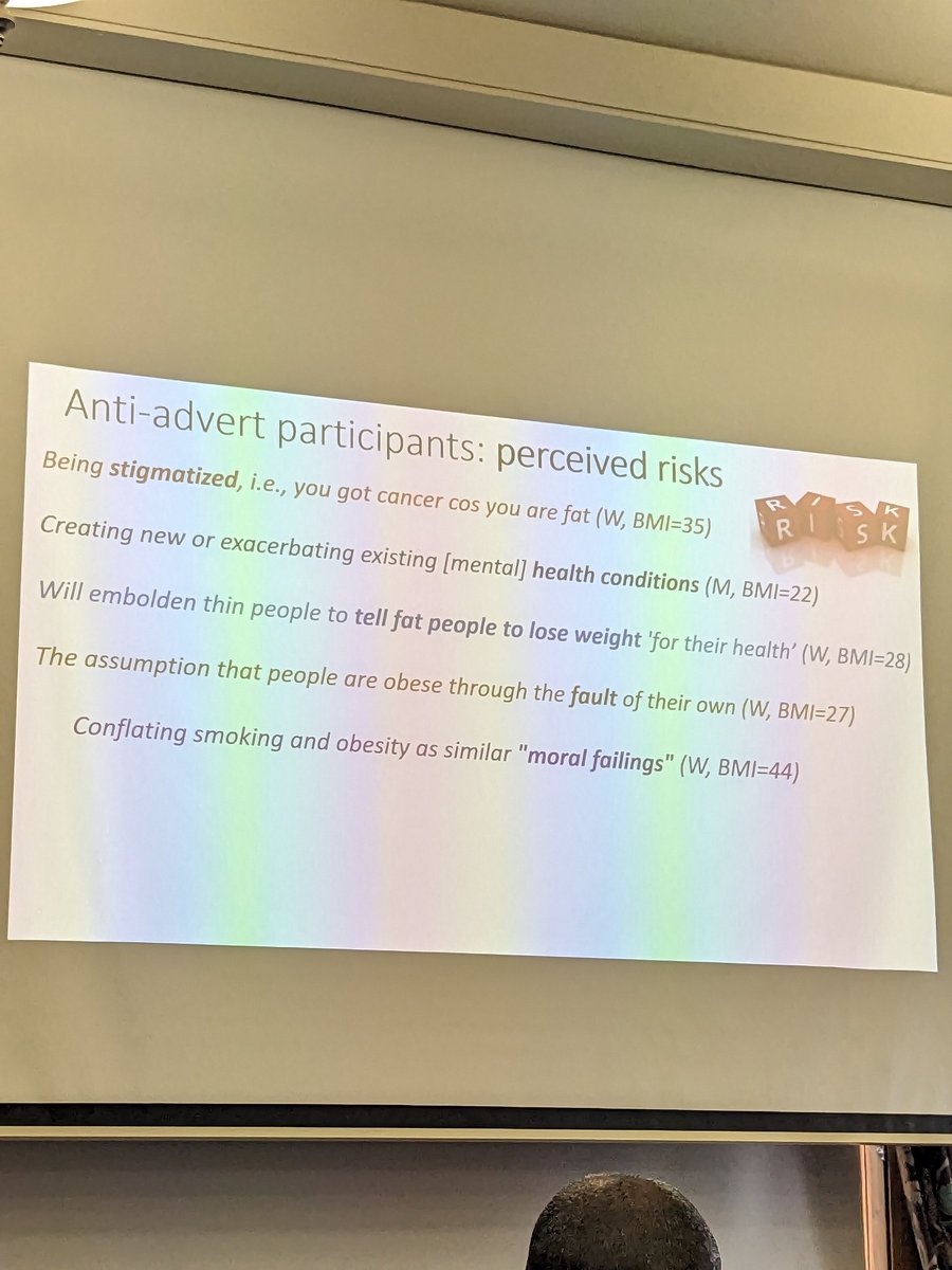 Super interesting findings from @dr_liz_evans on the public interpretations of ads that equate smoking with obesity #UKCO2023