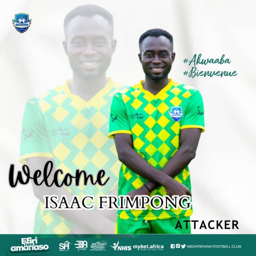 pronosin's tweet photo. [#Ghana 🇬🇭] :

✍️ @Nsoatreman_FC annonce l’arrivée de l’attaquant Isaac Frimpong.

#Africa #Mercato https://t.co/jq7QTk0BlP