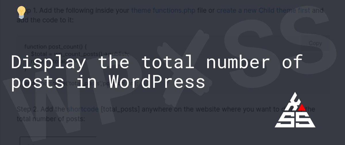 pejcic_rs's tweet image. Display the Total 🔢 Number of Posts in WordPress wpxss.com/wp-content/the… #functionsphp