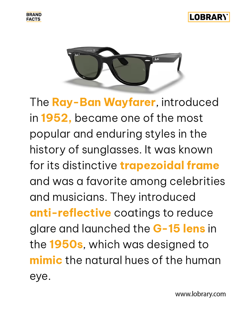Lobrary_'s tweet photo. Ray-Ban🕶 has been known for its memorable marketing campaigns. One of the most famous taglines was "Never Hide," which emphasized individuality and self-expression.
#lobrary #brandfacts #brands #rayban #branding #facts #aviator #sunglasses #fashion #libraryofbrands #hidden https://t.co/dXluw6j9v2