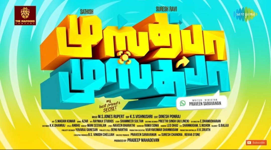 The <a href="/MapogosCompany/">The Mapogos Company</a> Production No:1 titled as #MustafaMustafa , Check Out the Title motion poster here

 ▶️ youtu.be/8J0IpAgxV_E

Starring <a href="/actorsathish/">Sathish</a> <a href="/SureshRavi08/">Suresh Ravi</a>

Directed by <a href="/PStheShowman/">Praveen Saravanan</a> 
Produced by <a href="/pdktpradeep/">pradeep</a>

<a href="/MonicaChinnako1/">Monica chinnakotla</a> @AishwaryaDutta6 <a href="/Vijaytvpugazh0/">Vijaytvpugal_Official</a>