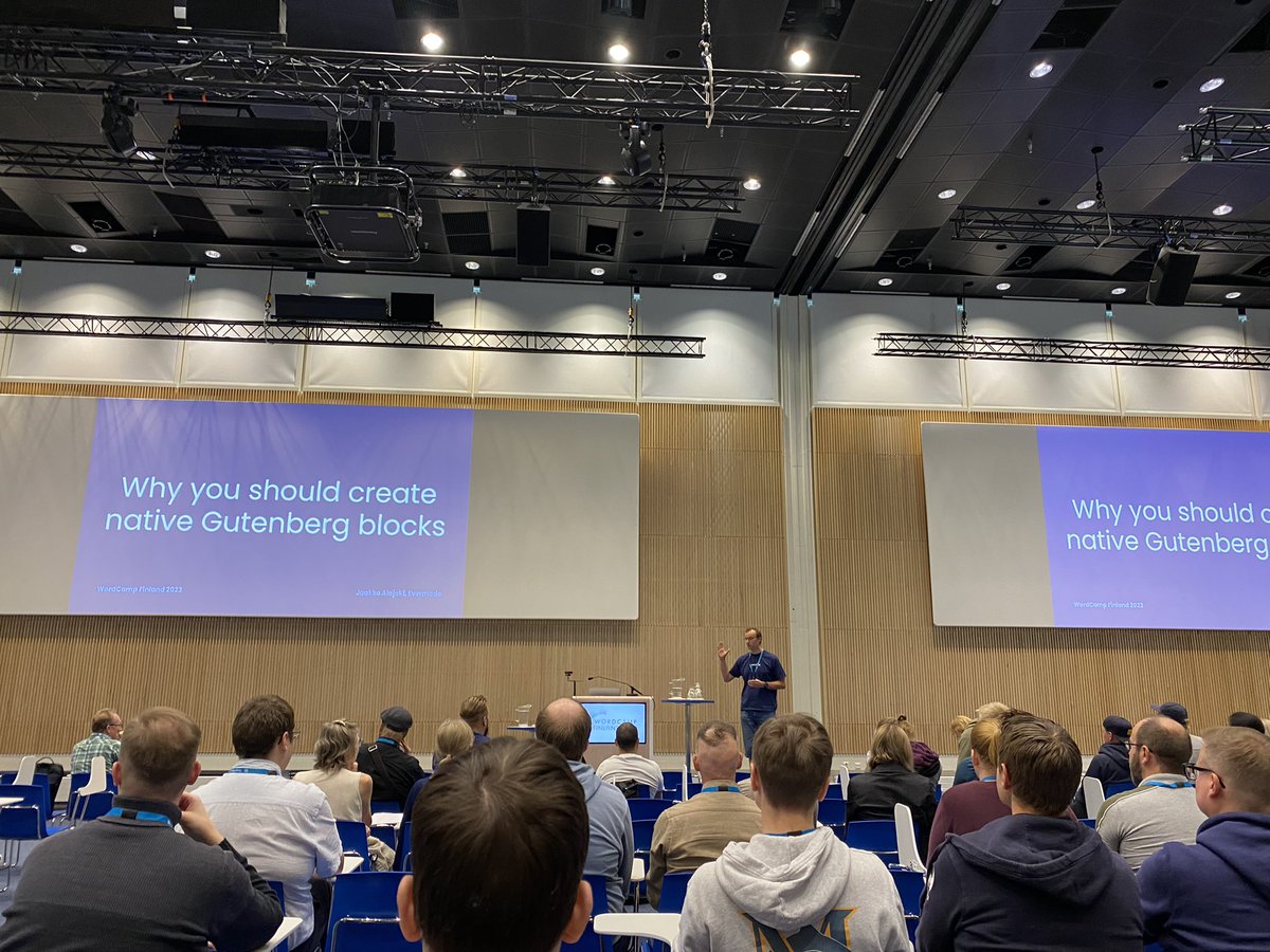 WordCamp Finland (@wordcampfinland) on Twitter photo There can be no WordCamp without discussing Gutenberg. Jaakko Alajoki (<a href="/mrjaamo/">Jaakko Alajoki</a>) is making the case why native Gutenberg blocks are the best way of creating blocks.
#WCFI There can be no WordCamp without discussing Gutenberg. Jaakko Alajoki (<a href="/mrjaamo/">Jaakko Alajoki</a>) is making the case why native Gutenberg blocks are the best way of creating blocks.
#WCFI
