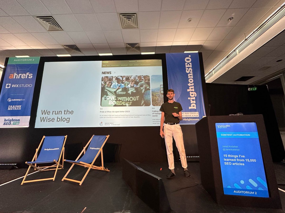 Thanks <a href="/brightonseo/">brightonSEO</a> for letting me tell you what’s going on with #seo #content at <a href="/Wise/">Wise</a>. Check out the slides here 👉 wi.se/15-lessons-bse…