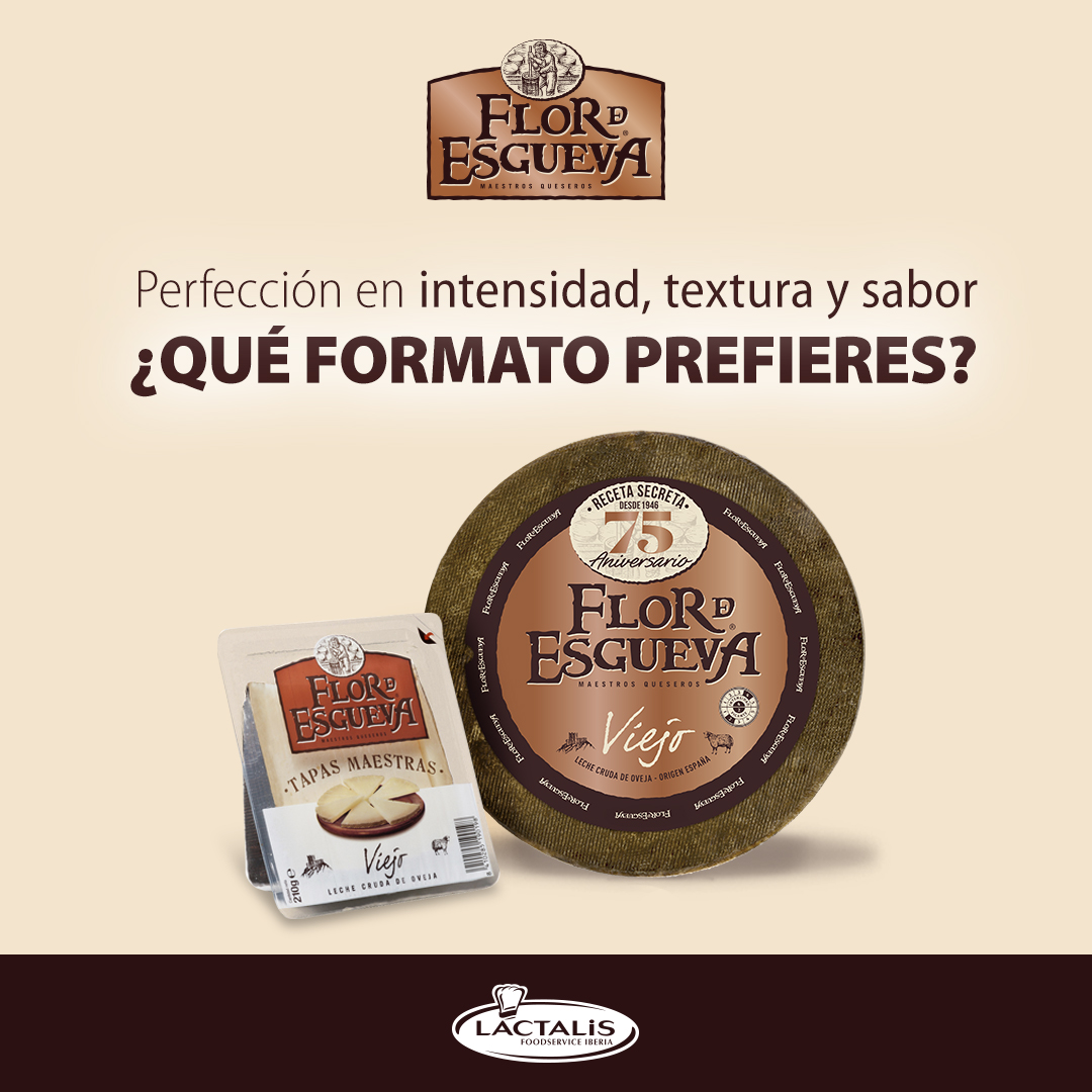 El queso Flor de Esgueva Viejo está elaborado únicamente con leche cruda de oveja 🐑 y ha madurado un mínimo de 7 meses.❕ Encuéntralo en bit.ly/FlordeEsgueva
¿Cuál es el formato que más utilizas en tu establecimiento?
#flordeesgueva #tapasbar #quesoviejo #quesodeoveja