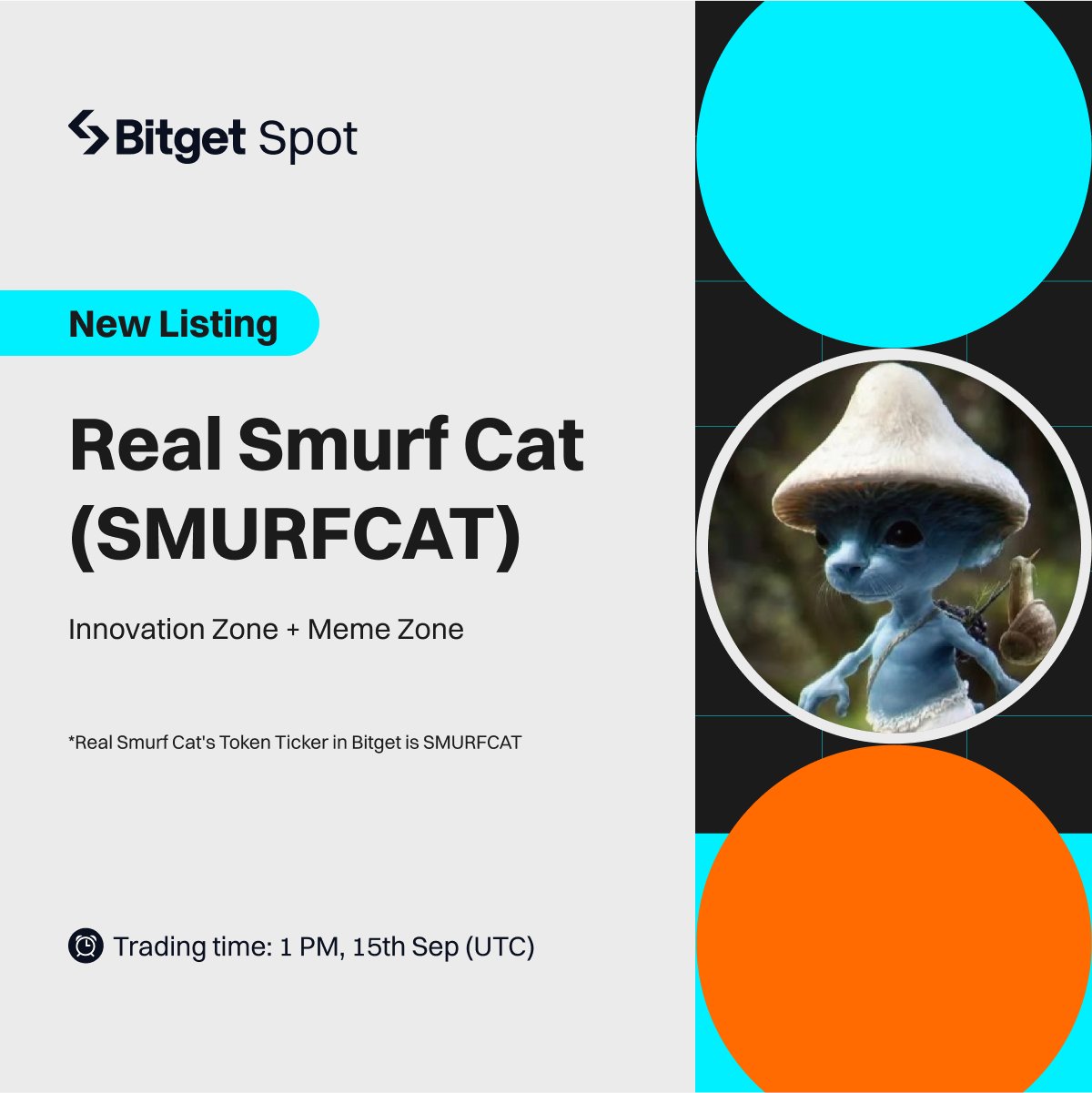 Real Smurf Cat (SMURFCAT) will be listed on Bitget. Come and grab