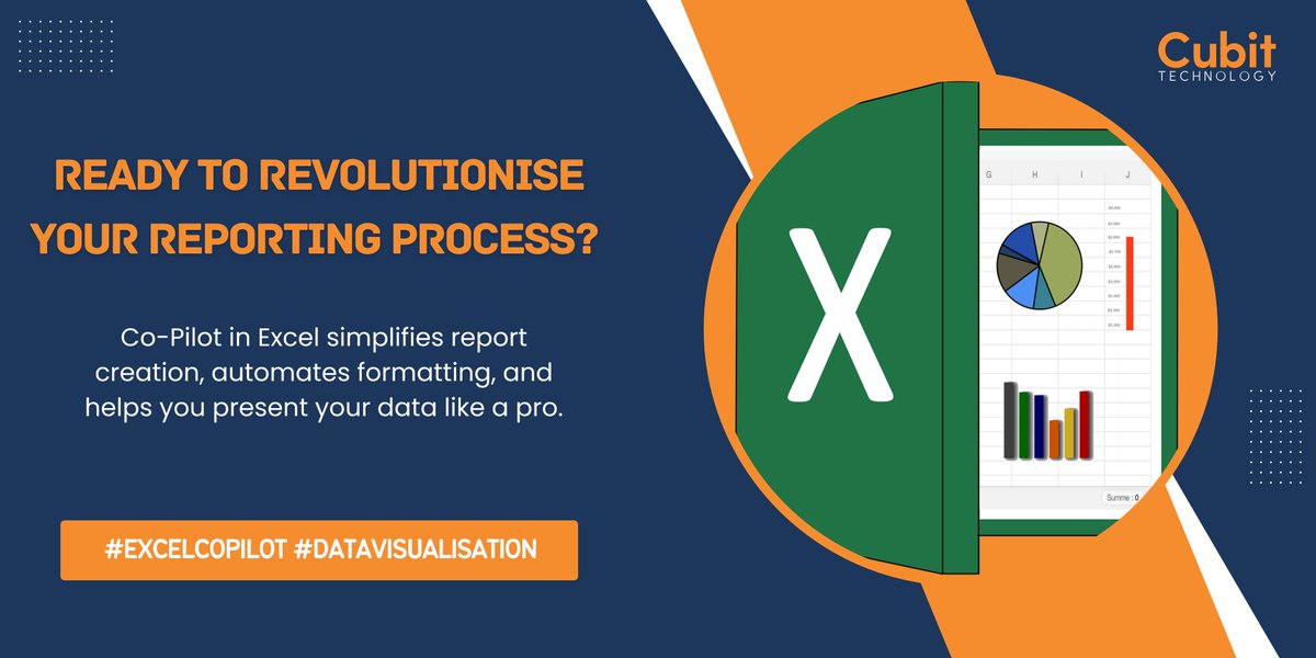 cubittech's tweet image. Ready to revolutionise your reporting process? Co-Pilot in Excel simplifies report creation, automates formatting, and helps you present your data like a pro.
#ExcelCoPilot #DataVisualisation