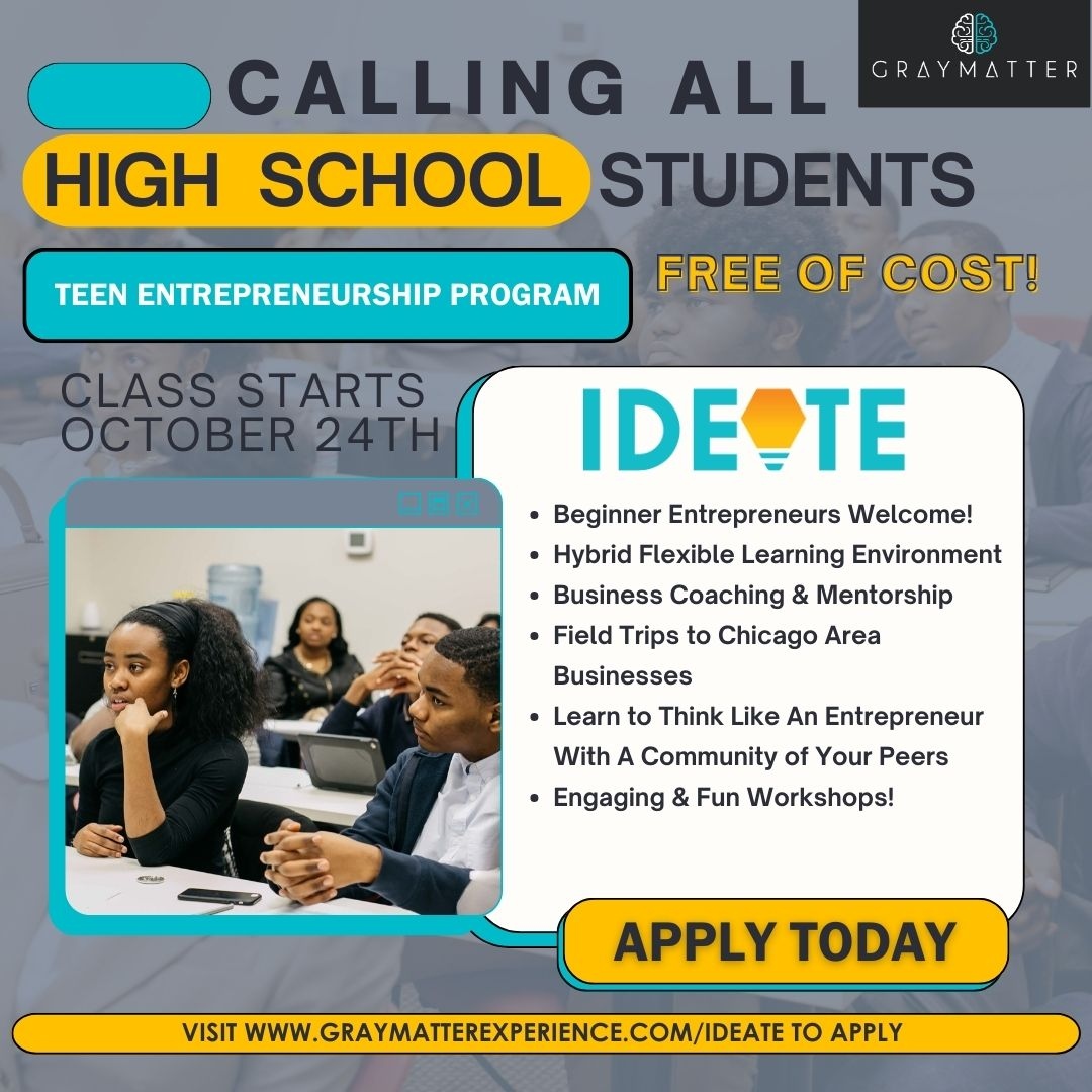 Today is the last day to apply for our fall program for aspiring teen entrepreneurs! IDEATE offers a dynamic blend of brainstorming sessions, interactive workshops, mentorship, and field trips! Have students take 5 minutes to apply today! bit.ly/IDEATE_APP